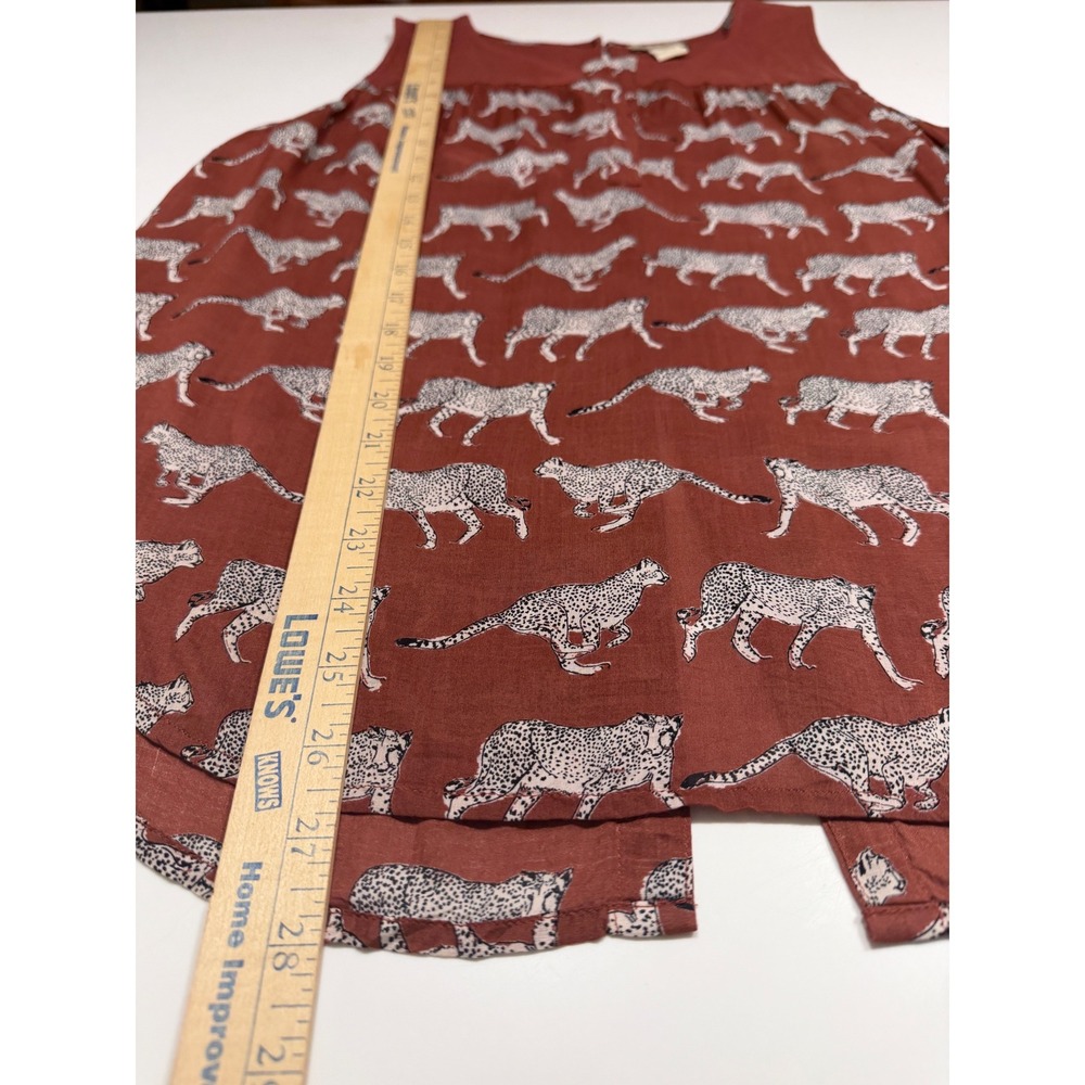 Lucky Brand Cheetah Print Boho Tank Top Large Rust Sleeveless Festival - Picture 10 of 13